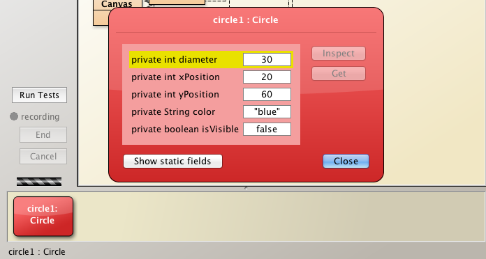 Figure 2: Circle object state