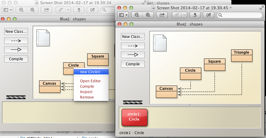 Figure 3: Creating new circle object on object workbench