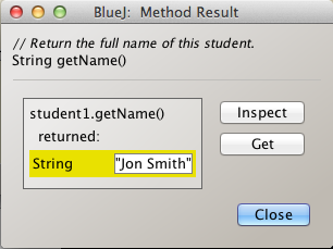 Figure 3: Result getName method invocation