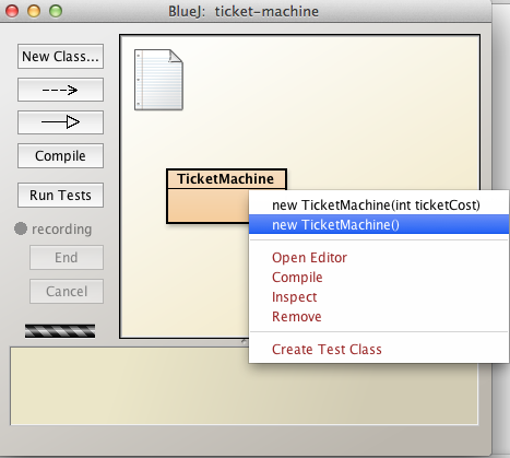 Figure 1: Instantiating default TicketMachine