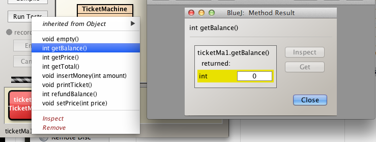 Figure 1: Balance default TicketMachine is zero