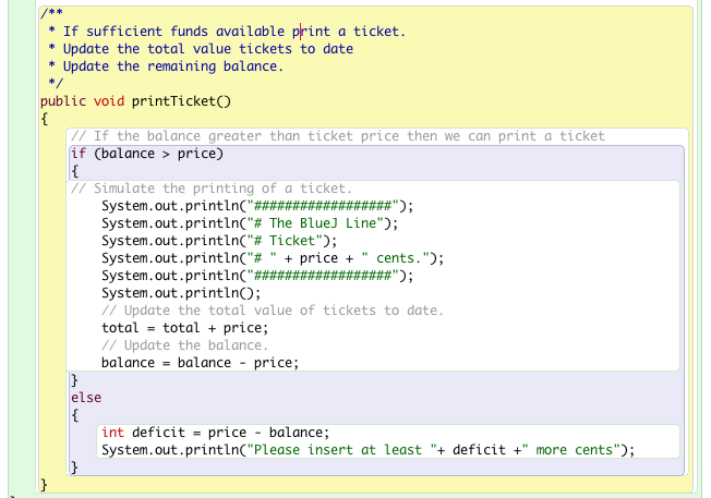 Figure 1: Refactored ticket printing