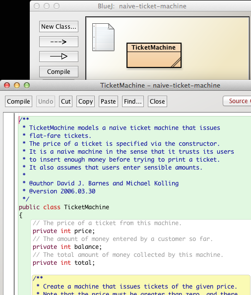 Figure 1: TicketMachine source code