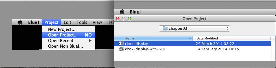 Figure 1: BlueJ clock-display project