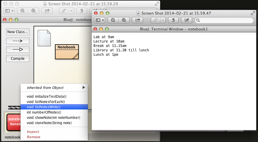 Figure 1: Using while to list all arraylist notes