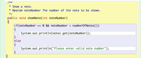 Figure 1: Refactored showNote method added