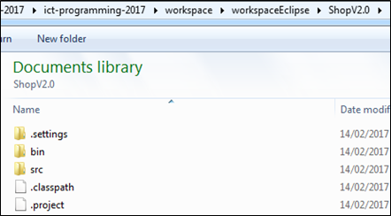 Eclipse ShopV2.0 folder structure