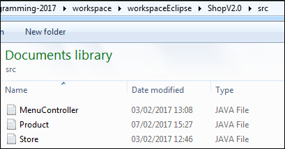 Eclipse ShopV2.0 src folder