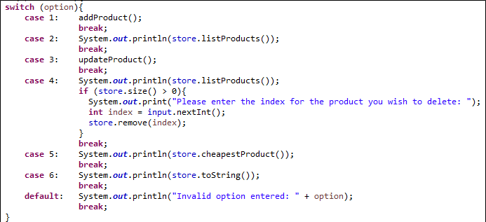 switch statement in ShopV3.0