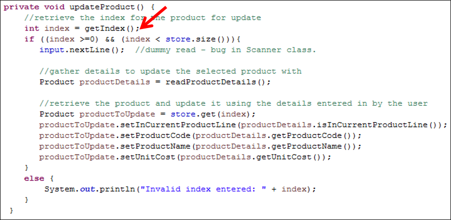 updateProduct() - using the helper method