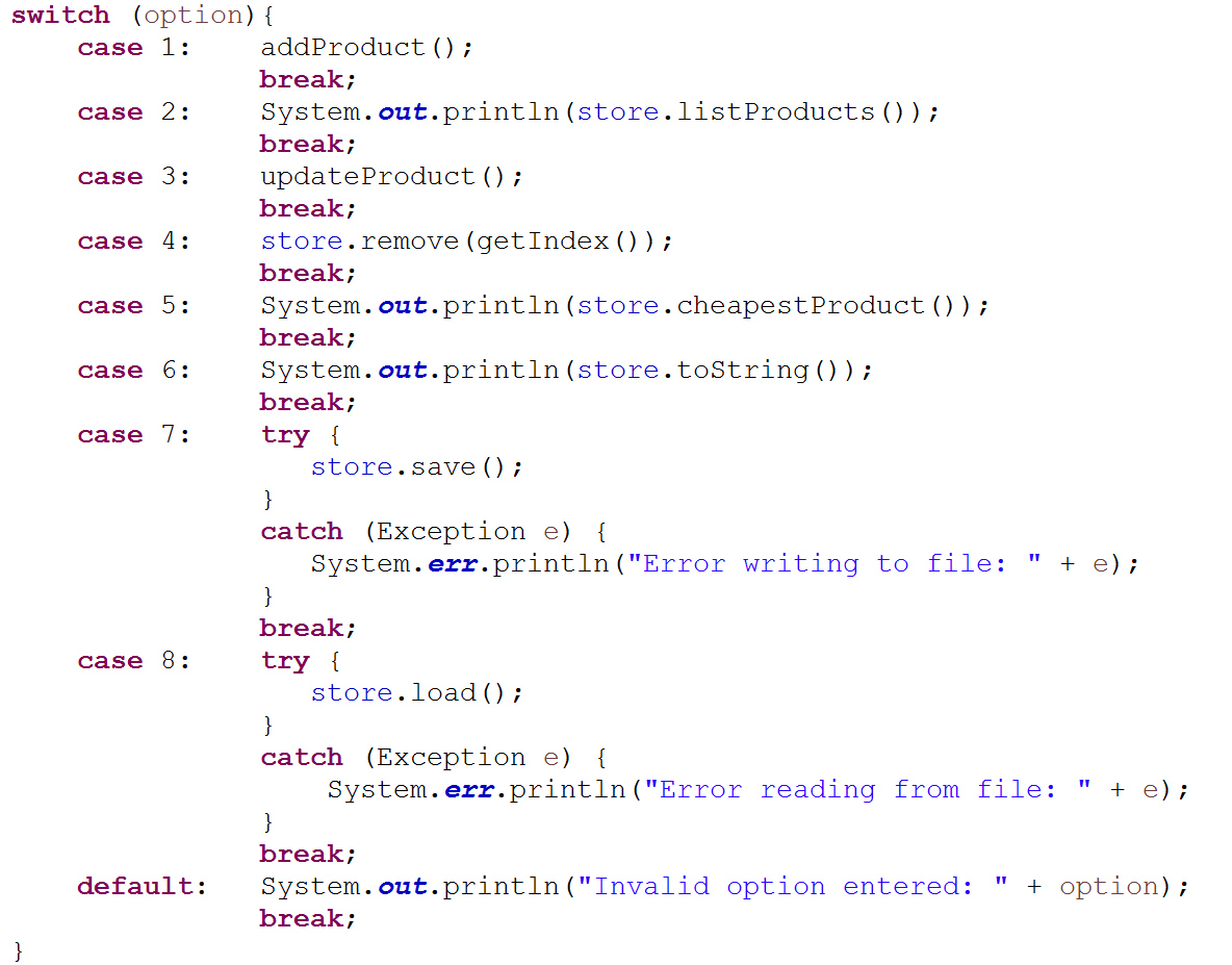 switch statement in ShopV4.0