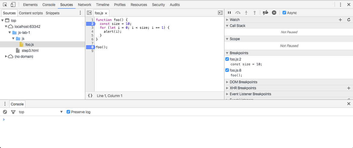 Figure 3: Chrome debug pane showing JavaScript source