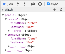 Figure 4: people object added to Watch pane