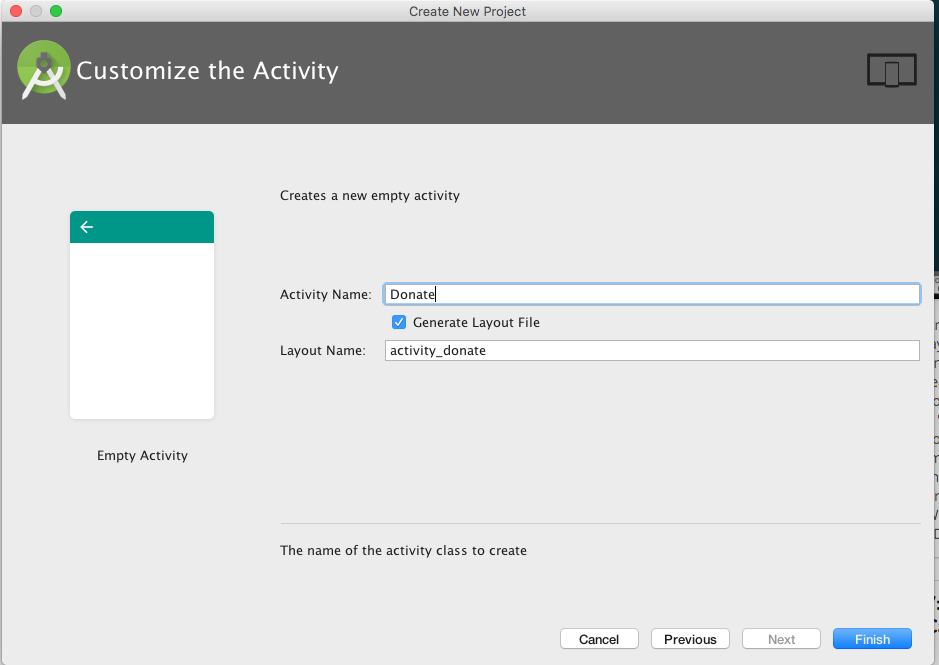 Figure 5: Customize the Activity