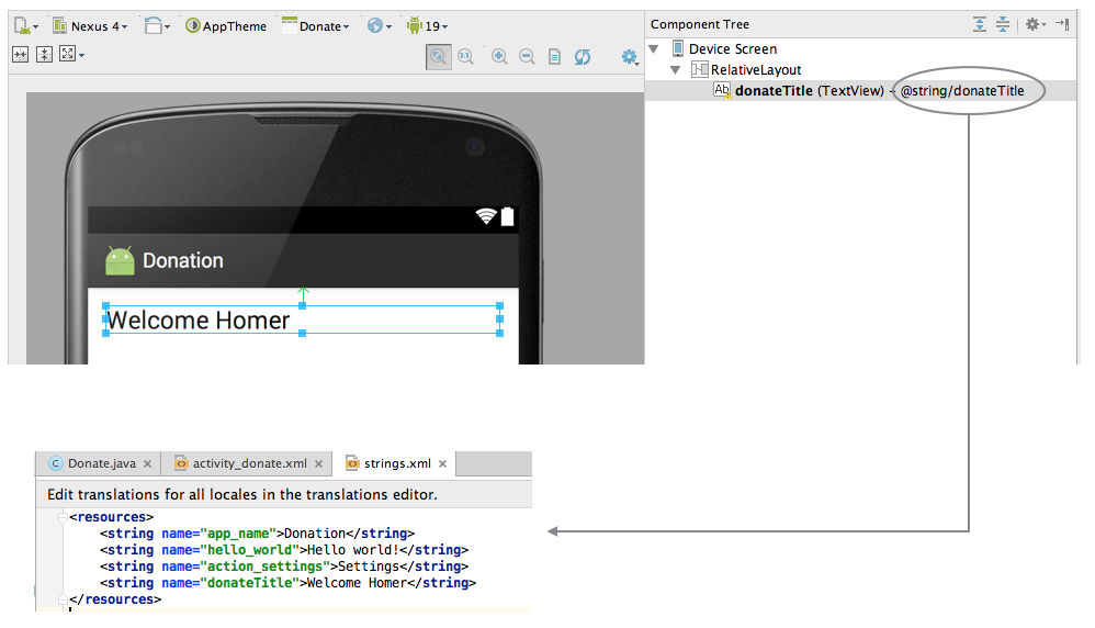 Figure 7: Name referenced in strings.xml file