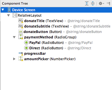 Figure 5: Component Tree representing current layout