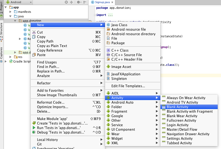 Figure 1: Correctly locate new Login class