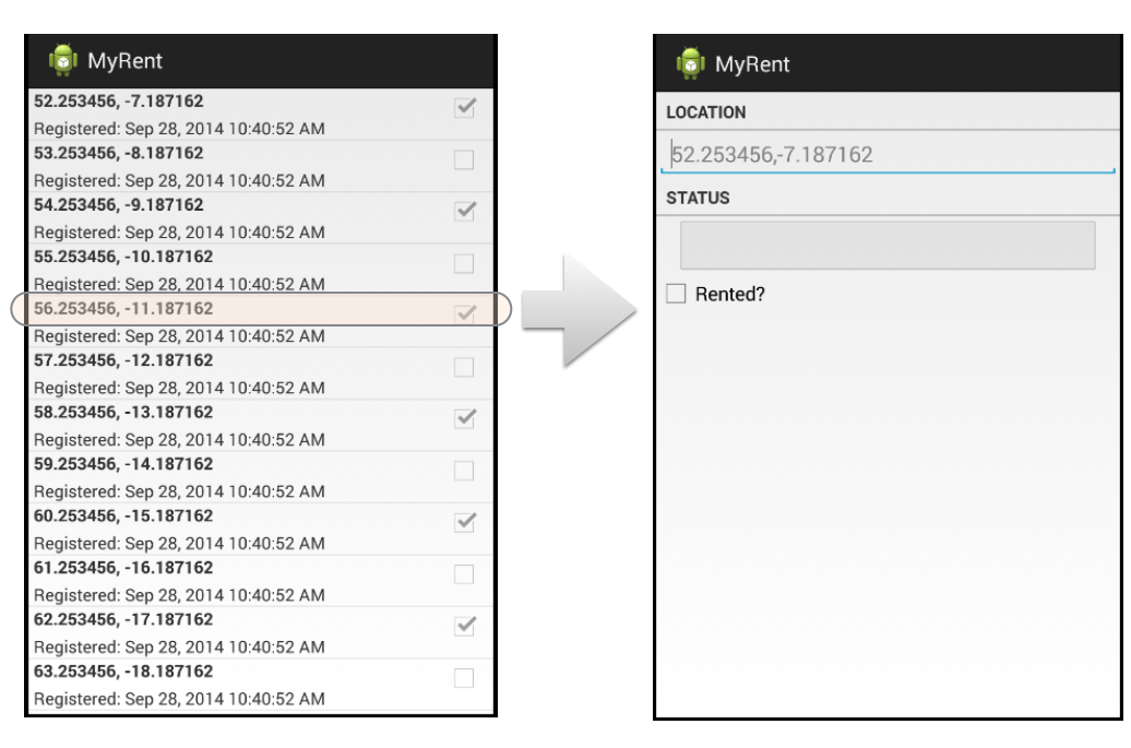 Figure 1: Click any list item to navigate to a detail view