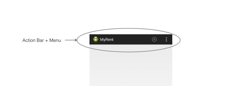 Figure 1: Action bar and menu